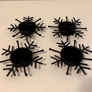 NWT Set Of 4 Black Snowflake Candle Holders
